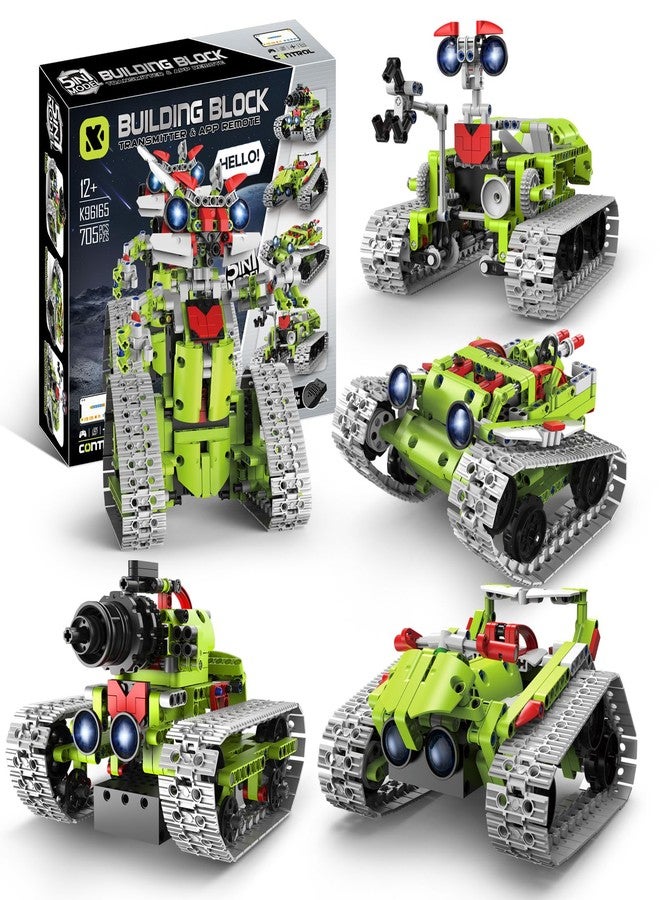 SlowlyTalk 5 in 1 STEM Robot Building Kit, APP & Remote Control Interstellar Building Robot, DIY Robotics Building Toys/RC Car/Tank with Light, Space Building Toy Gifts for Boys Girls Kids 8-16 Science Learning - Image 1